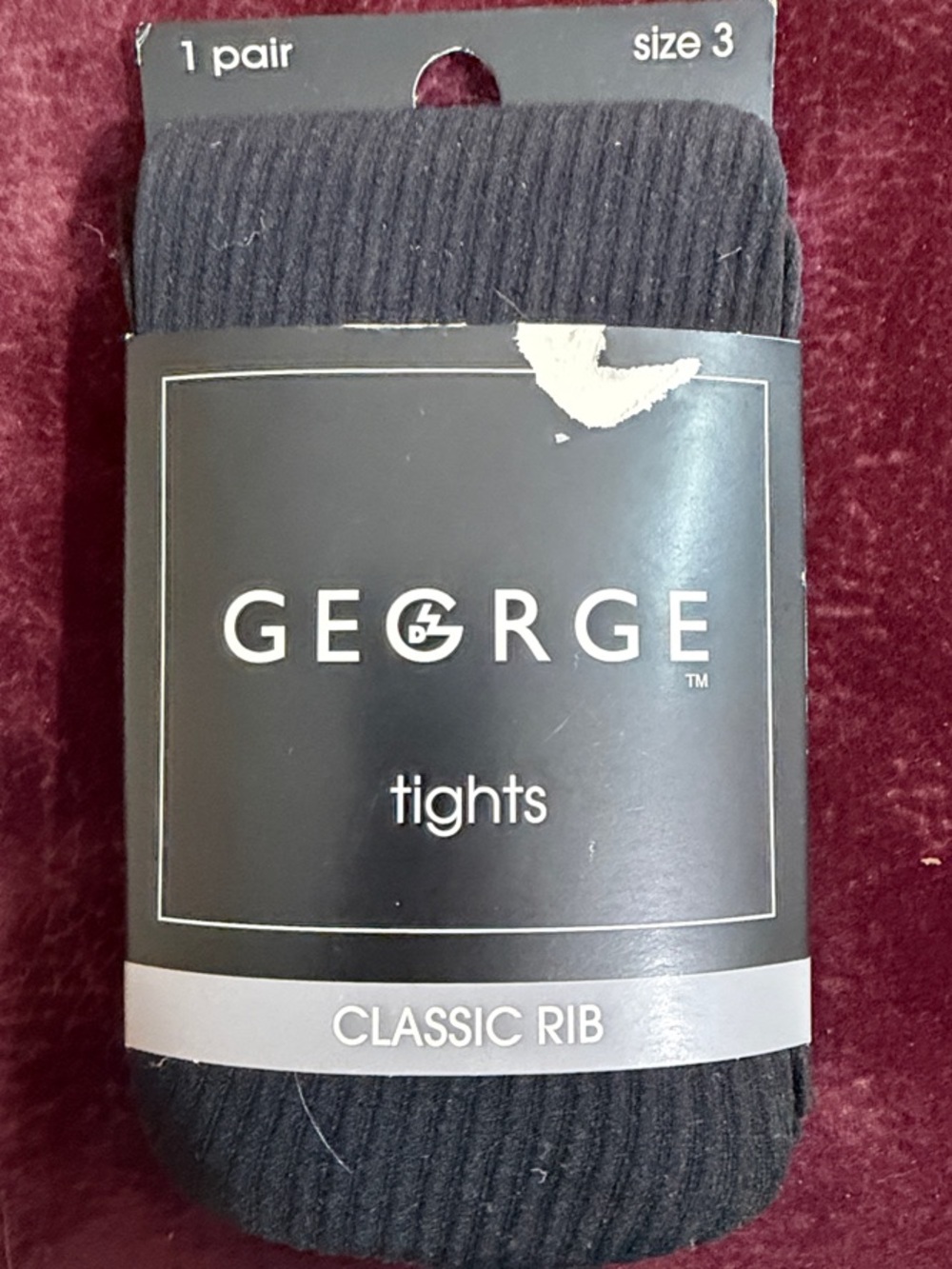 George Black Classic Rib Tights NEW Size 3 Control Top